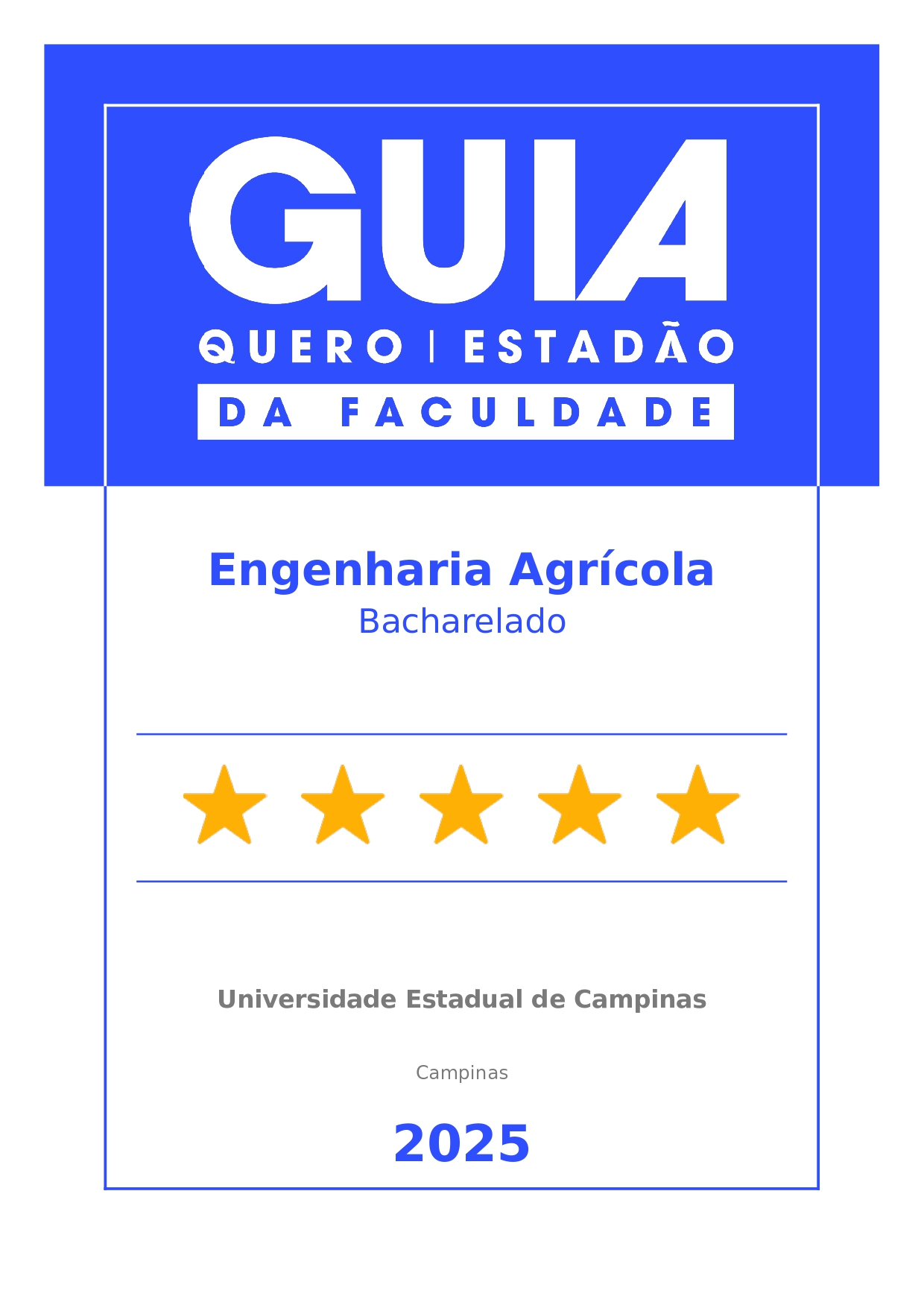 FEAGRI Recebe Nota Máxima – 5 Estrelas – no Guia da Faculdade!
